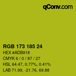 カラーコード: RGB 173 185 24 | qconv.com