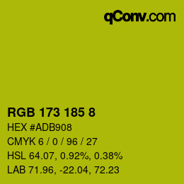 Color code: RGB 173 185 8 | qconv.com