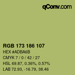Color code: RGB 173 186 107 | qconv.com