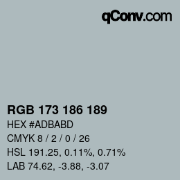 Color code: RGB 173 186 189 | qconv.com