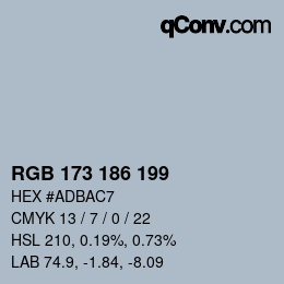 Color code: RGB 173 186 199 | qconv.com