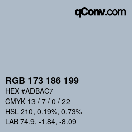 Color code: RGB 173 186 199 | qconv.com