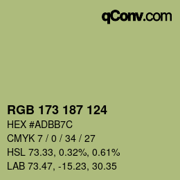 Color code: RGB 173 187 124 | qconv.com
