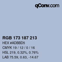 Color code: RGB 173 187 213 | qconv.com