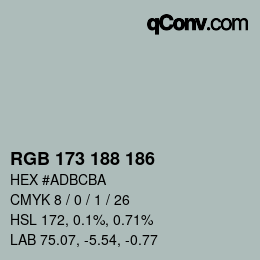 Farbcode: RGB 173 188 186 | qconv.com