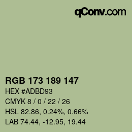 Código de color: RGB 173 189 147 | qconv.com