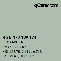 カラーコード: RGB 173 189 174 | qconv.com