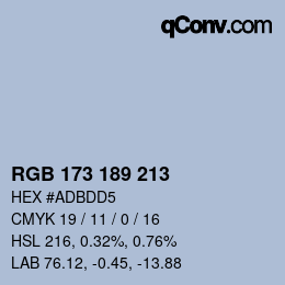 Color code: RGB 173 189 213 | qconv.com