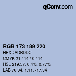 颜色代码: RGB 173 189 220 | qconv.com