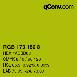 カラーコード: RGB 173 189 8 | qconv.com