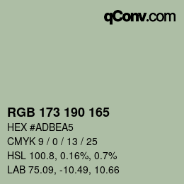 Farbcode: RGB 173 190 165 | qconv.com