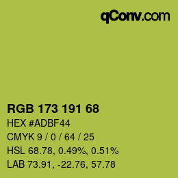 Color code: RGB 173 191 68 | qconv.com
