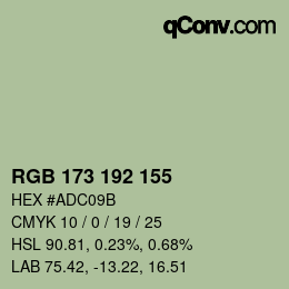 Code couleur: RGB 173 192 155 | qconv.com