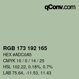 カラーコード: RGB 173 192 165 | qconv.com