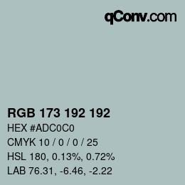 カラーコード: RGB 173 192 192 | qconv.com