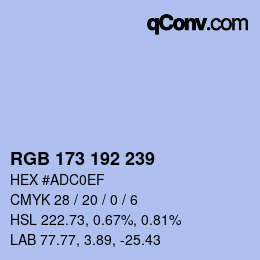カラーコード: RGB 173 192 239 | qconv.com