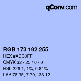 カラーコード: RGB 173 192 255 | qconv.com