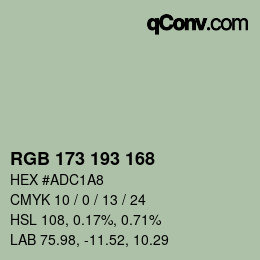 カラーコード: RGB 173 193 168 | qconv.com