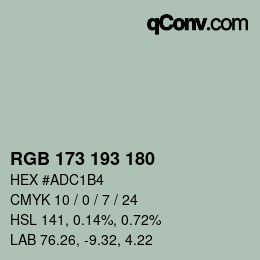 カラーコード: RGB 173 193 180 | qconv.com