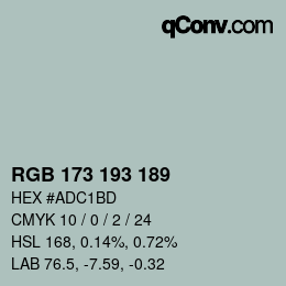 カラーコード: RGB 173 193 189 | qconv.com