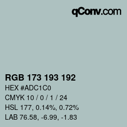 Color code: RGB 173 193 192 | qconv.com