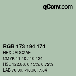 カラーコード: RGB 173 194 174 | qconv.com