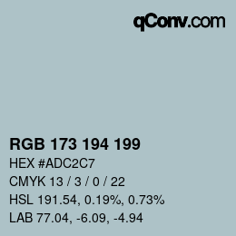 Farbcode: RGB 173 194 199 | qconv.com