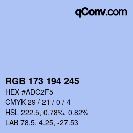 Color code: RGB 173 194 245 | qconv.com