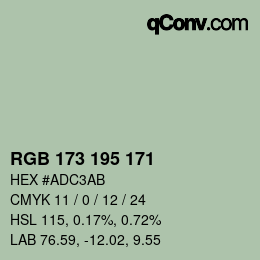 Color code: RGB 173 195 171 | qconv.com