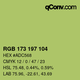 カラーコード: RGB 173 197 104 | qconv.com