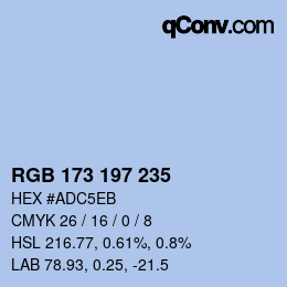 Color code: RGB 173 197 235 | qconv.com