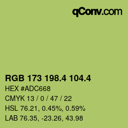 カラーコード: RGB 173 198.4 104.4 | qconv.com
