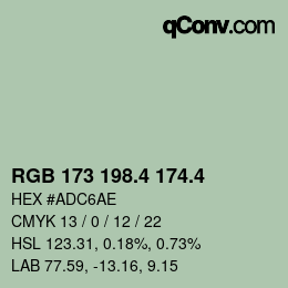 カラーコード: RGB 173 198.4 174.4 | qconv.com