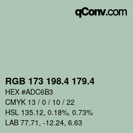 カラーコード: RGB 173 198.4 179.4 | qconv.com