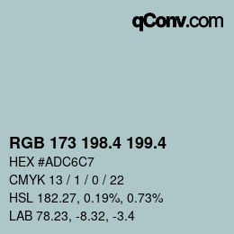 カラーコード: RGB 173 198.4 199.4 | qconv.com
