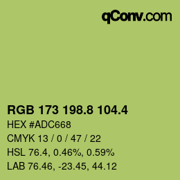 カラーコード: RGB 173 198.8 104.4 | qconv.com