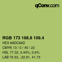 カラーコード: RGB 173 198.8 109.4 | qconv.com