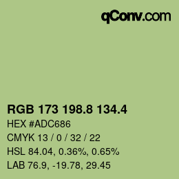 カラーコード: RGB 173 198.8 134.4 | qconv.com