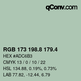 カラーコード: RGB 173 198.8 179.4 | qconv.com
