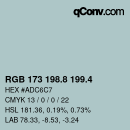 カラーコード: RGB 173 198.8 199.4 | qconv.com
