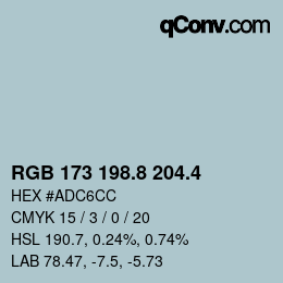 カラーコード: RGB 173 198.8 204.4 | qconv.com