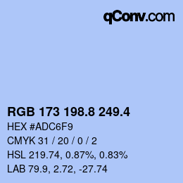 カラーコード: RGB 173 198.8 249.4 | qconv.com