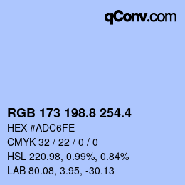 カラーコード: RGB 173 198.8 254.4 | qconv.com