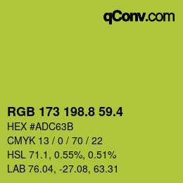 カラーコード: RGB 173 198.8 59.4 | qconv.com