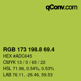 カラーコード: RGB 173 198.8 69.4 | qconv.com