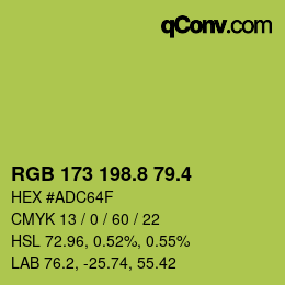 カラーコード: RGB 173 198.8 79.4 | qconv.com