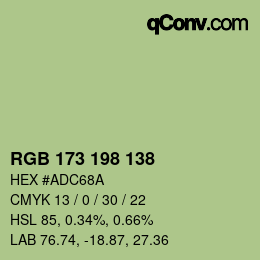 Código de color: RGB 173 198 138 | qconv.com