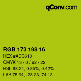 Color code: RGB 173 198 16 | qconv.com