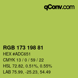 Color code: RGB 173 198 81 | qconv.com