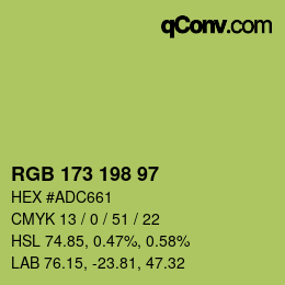 Color code: RGB 173 198 97 | qconv.com